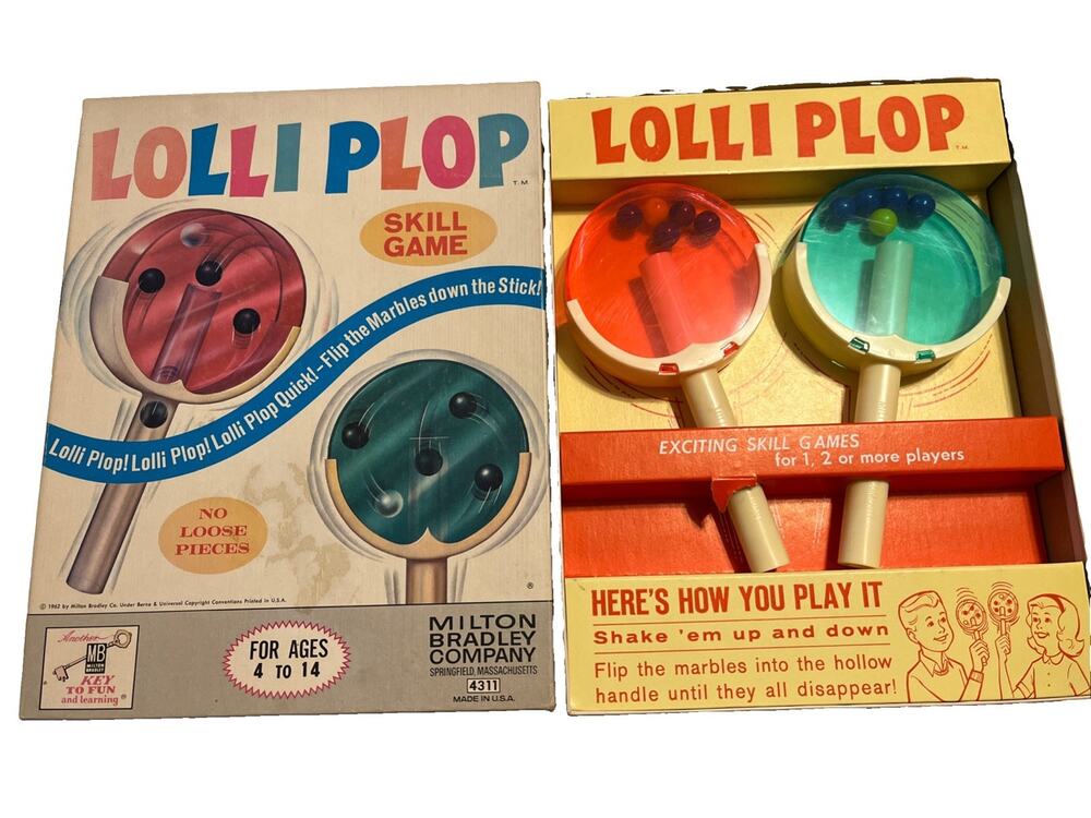 Lollipop Plop Skill Game 1962 Complete Vintage Board Game EUC Milton Bradley